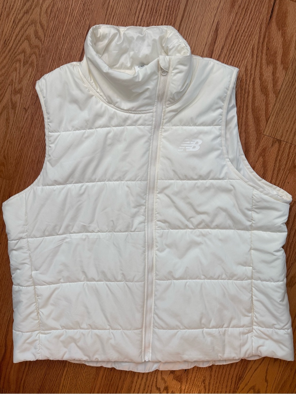 New Balance White Quilted Puffer Vest